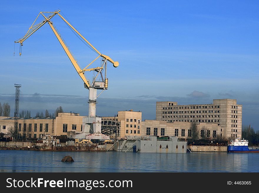 View of a shipbuilding plant