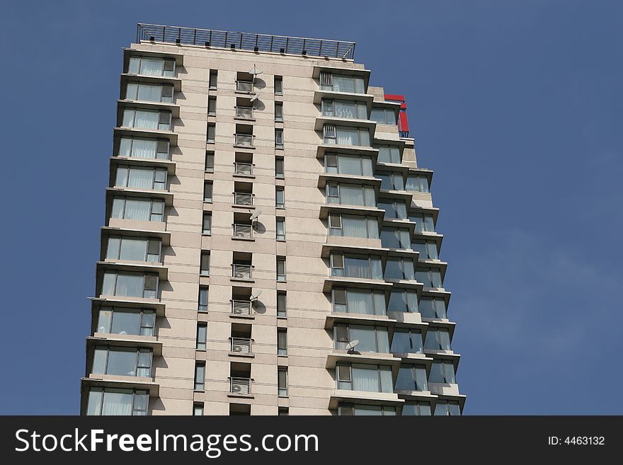 Modern apartment building against blue sky in Shenyang city China