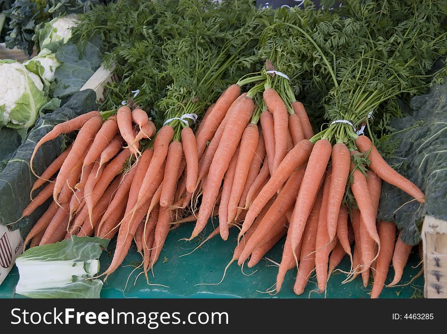 Carrots on a stand in the market