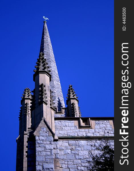 Beautiful old church with multiple spires that are decorative. Beautiful old church with multiple spires that are decorative.