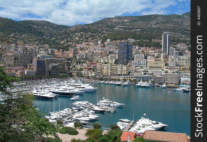 This is the photo of Monte-Carlo harbor, Monaco. This is the photo of Monte-Carlo harbor, Monaco