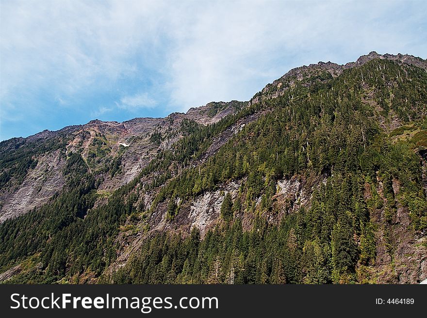 The ridgeline along the Enchanted Valley. Quite often there is a mist decorating this ridge.