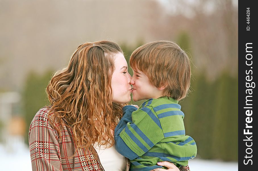 Brother And Sister Kissing