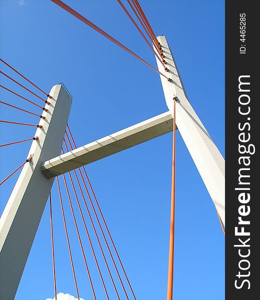 Modern suspension bridge and clean blue sky