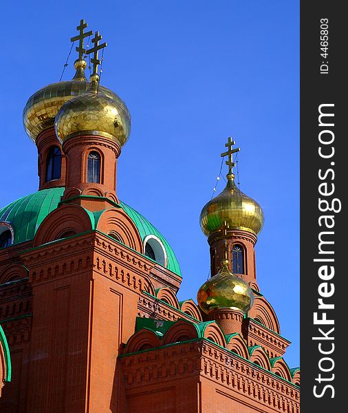 Dome of the orthodox temple,solar daytime