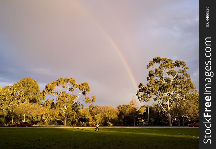 Rainbow in the sky with grassplot. Rainbow in the sky with grassplot