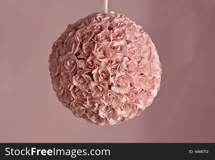 Decorative Sphere On A Tape From Artificial Roses