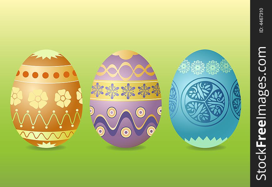 Illustration of colorful Easter eggswith different beautiful patterns. Illustration of colorful Easter eggswith different beautiful patterns.