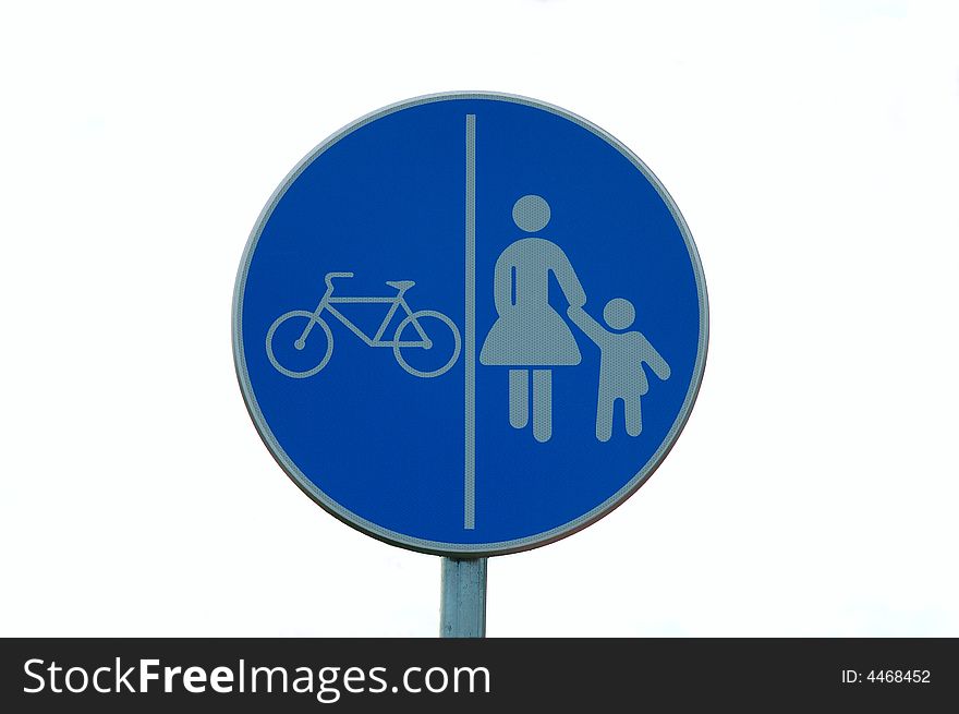 Isolated traffic sing - cycling and pedestrians. Isolated traffic sing - cycling and pedestrians