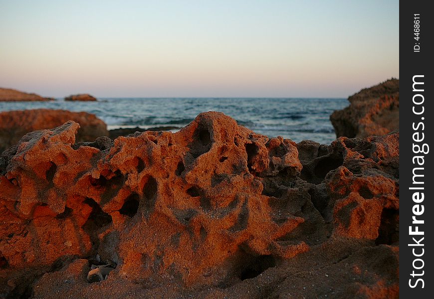 Effusive rock coast on Cyprus. Effusive rock coast on Cyprus