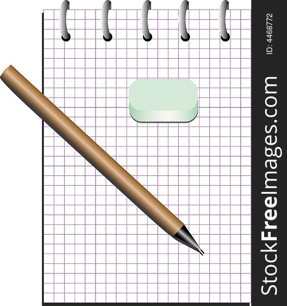 Notebook with pencil, isolated, business