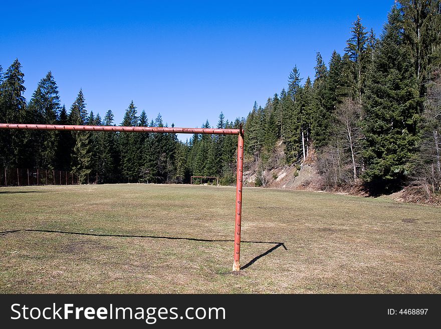 Empty soccer football field in the nature. Empty soccer football field in the nature