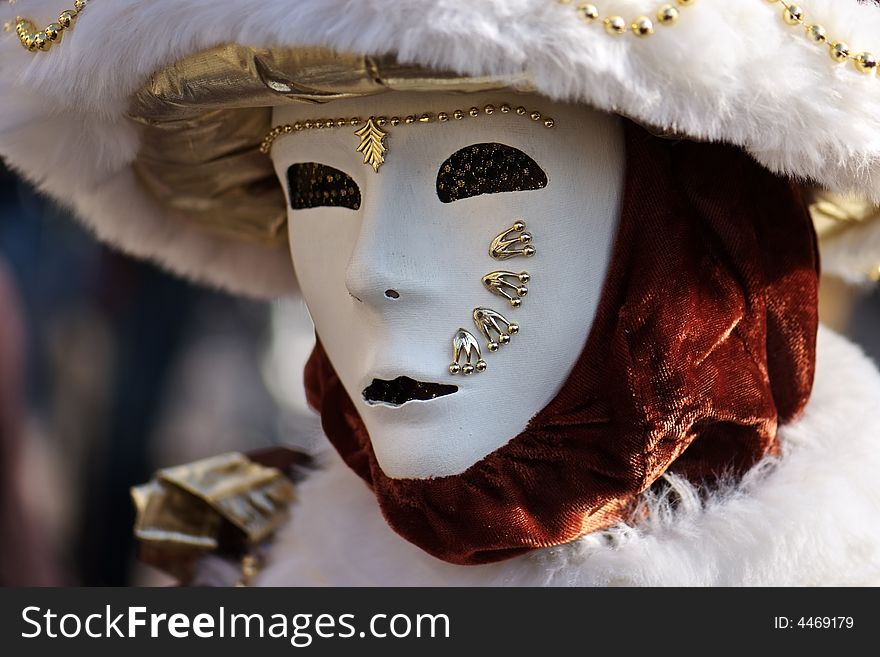 Typical Venetian carnival papier-mache masks. They were used both by men and women on different occasions. Typical Venetian carnival papier-mache masks. They were used both by men and women on different occasions