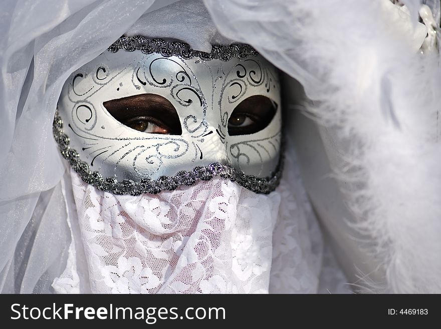 Typical Venetian carnival papier-mache masks. They were used both by men and women on different occasions. Typical Venetian carnival papier-mache masks. They were used both by men and women on different occasions