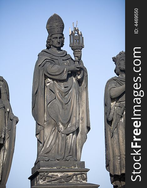 A statue on Charles Bridge, Prague, The Czech Republic. A statue on Charles Bridge, Prague, The Czech Republic