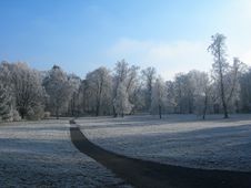Road An Frozen Field Royalty Free Stock Images Road An Frozen Field Royalty Free Stock Images