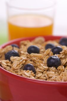 Bowl Of Granola And Blueberries And Juice Stock Photo Bowl Of Granola And Blueberries And Juice Stock Photo