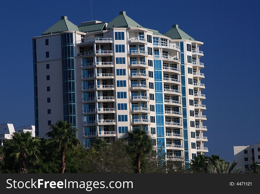 Tropical apartment building over looking the bay. Tropical apartment building over looking the bay