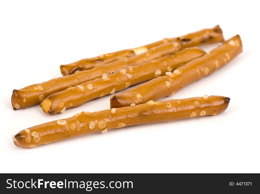 Salted sticks isolated on white background