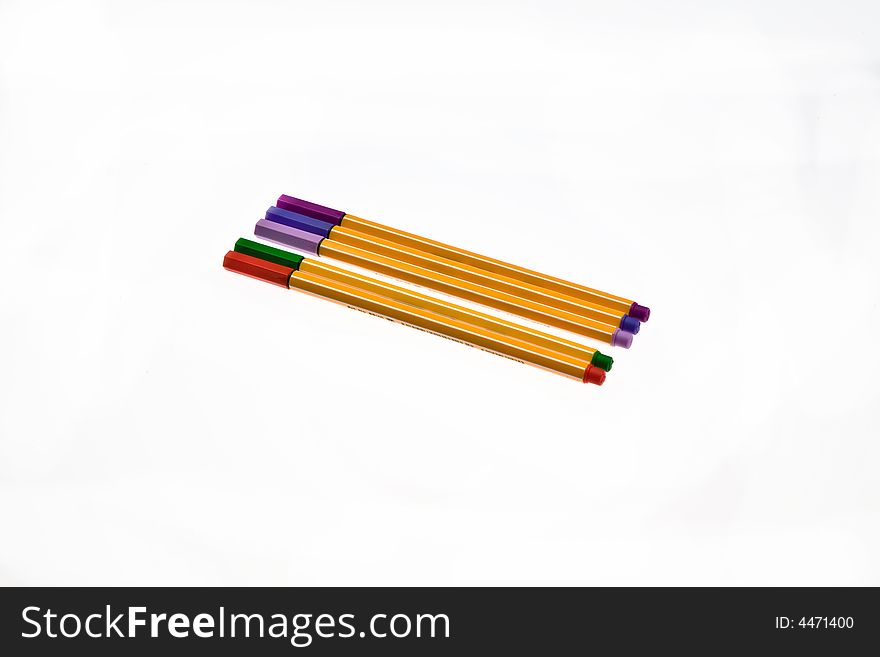 Some pencils with three colour