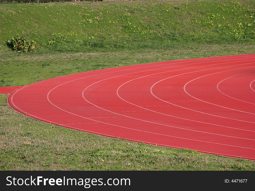 Red Athletics Track in Perspective