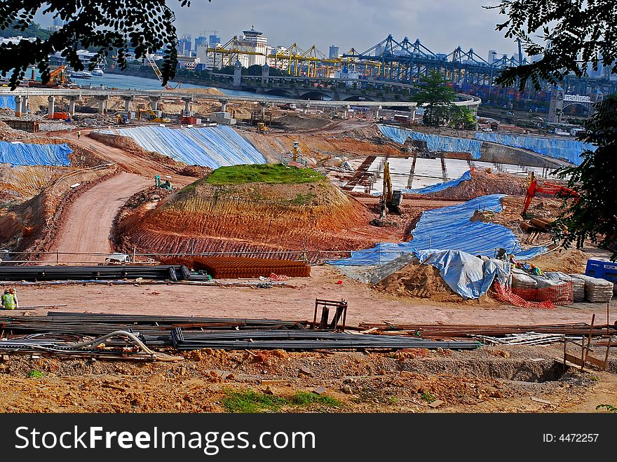 Construction place at the seasides