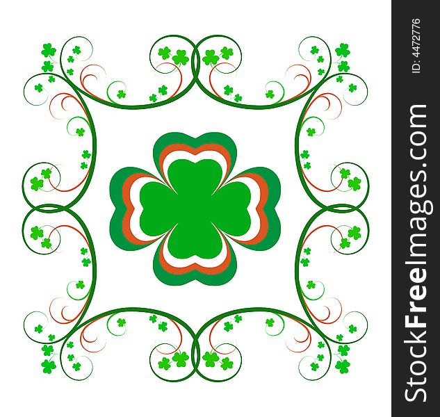 Decorative Irish frame with green and orange scrolls and shamrocks. Decorative Irish frame with green and orange scrolls and shamrocks.