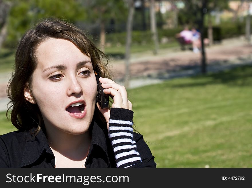 Surprised Woman At Phone