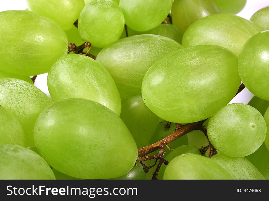 Fresh green grapes close up