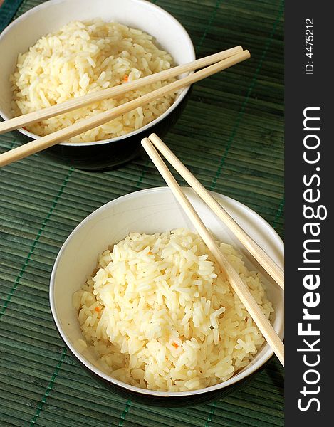 Two bowls of healthy organic rice high resolution image