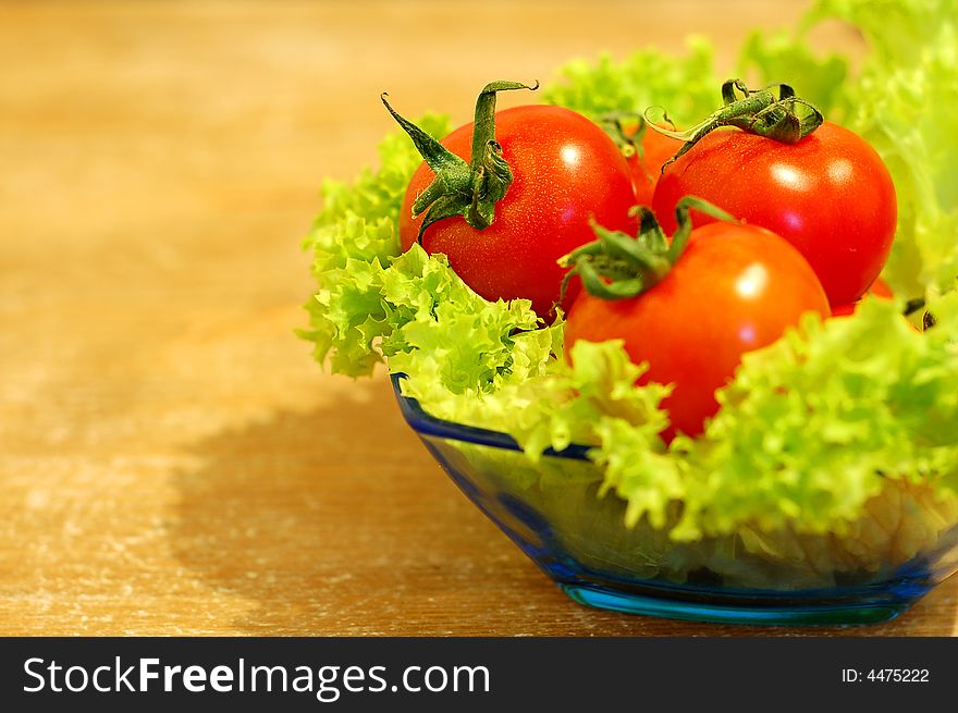 Fresh salad with tomatoes high resolution image