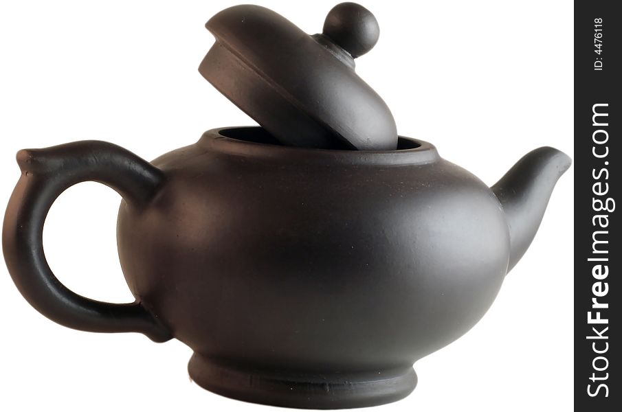 Isolated black teapot against a white background