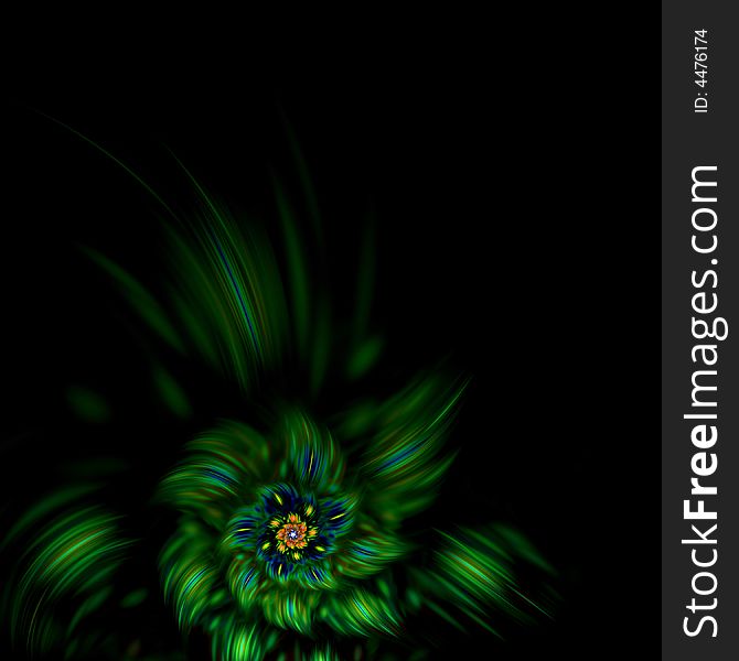Abstract fractal image resembling a green floral spray