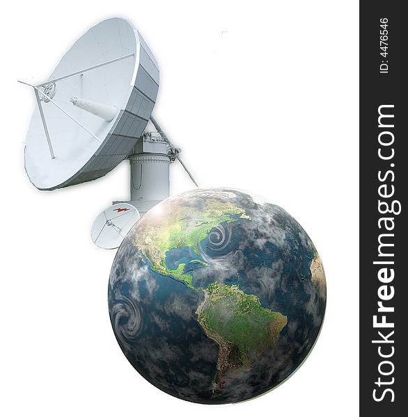 Satellite dishes antenna,earth illustration. Satellite dishes antenna,earth illustration