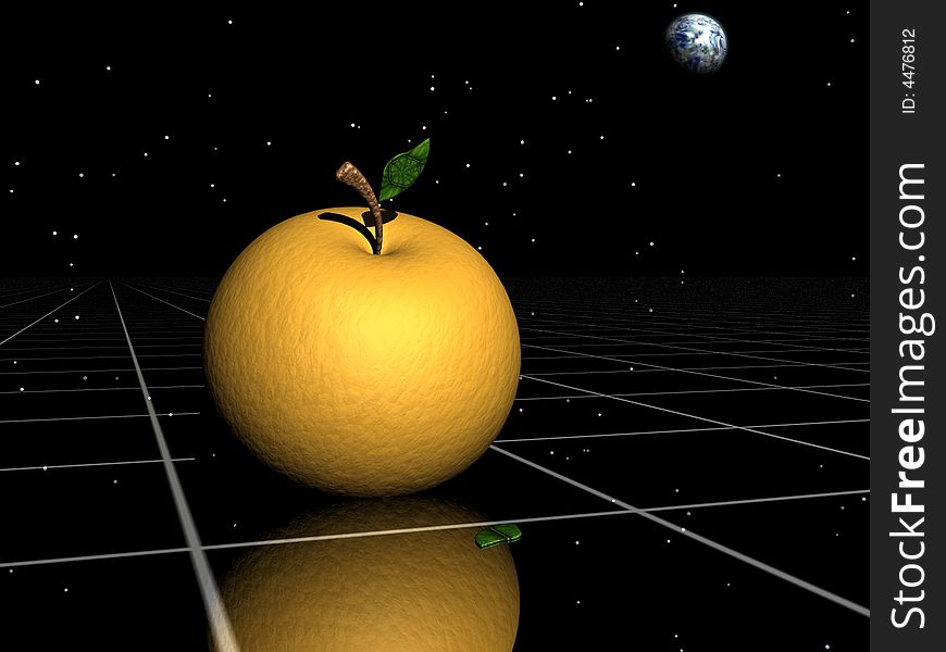 Abstract Apple-Orange Futuristic digital image.