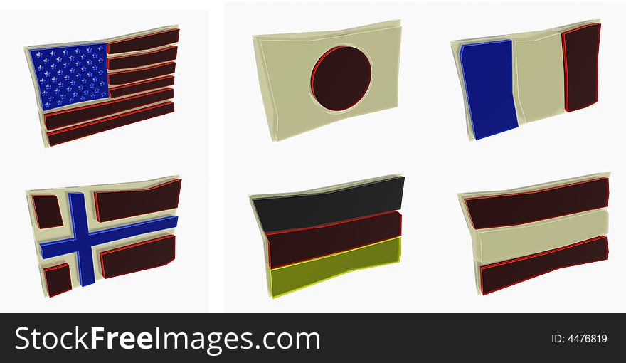 The illustration of flags maked from plates of. The illustration of flags maked from plates of