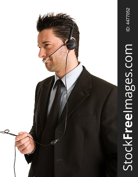 Men with headset and microphone. Men with headset and microphone