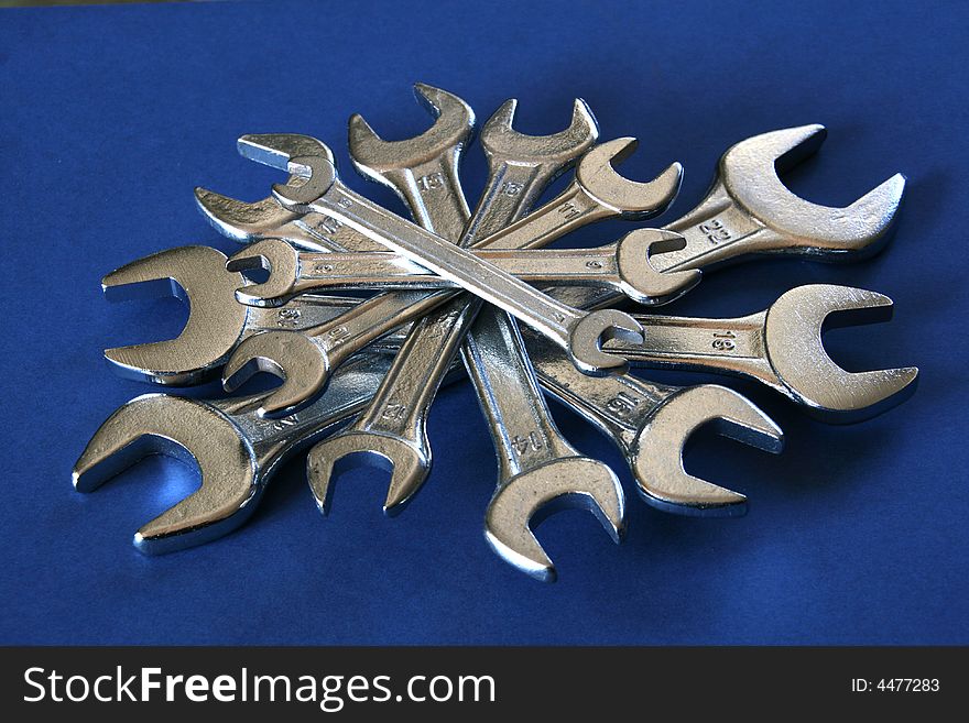 Steel star made by wrenches of different sides. Steel star made by wrenches of different sides