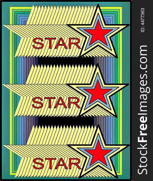 Great creative abstract colored bright red portrayal of yellow stars in the series with three inscriptions STAR rainbow against the backdrop of the frame. Great creative abstract colored bright red portrayal of yellow stars in the series with three inscriptions STAR rainbow against the backdrop of the frame.