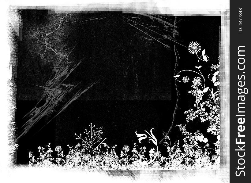 Black & White floral grunge background
