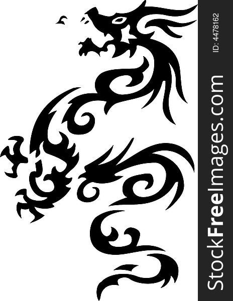 Dragon tribal tattoo shape illustration. Dragon tribal tattoo shape illustration