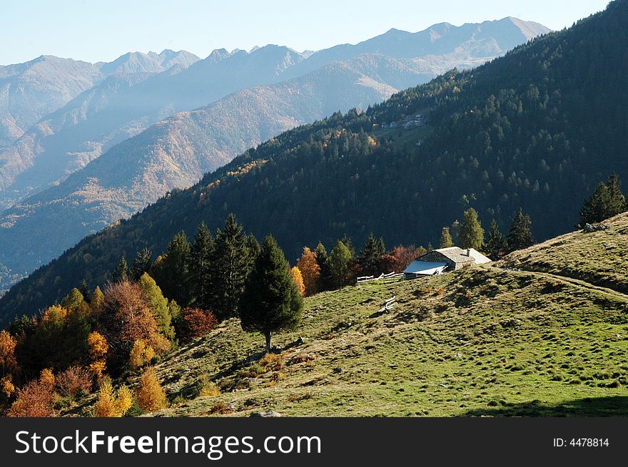 Autumn landscape in alps mountain