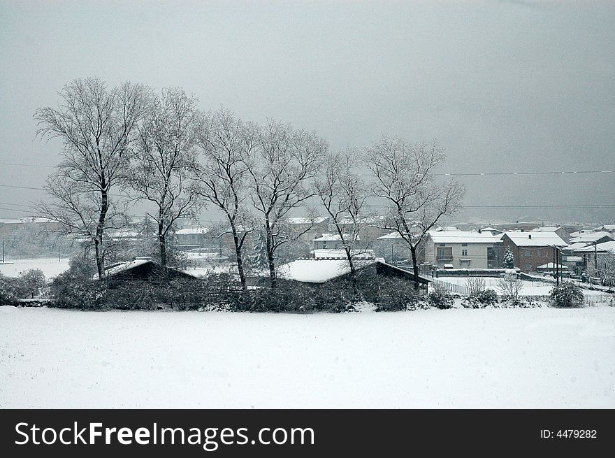 A winter landscape after a snowfall. A winter landscape after a snowfall