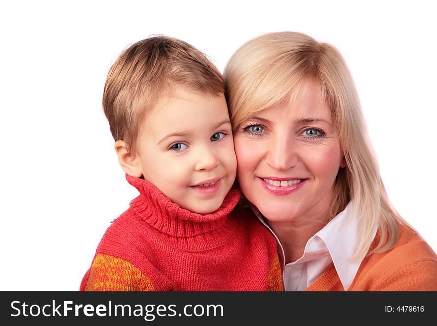 Middleaged woman with kid 2 grandmother with baby