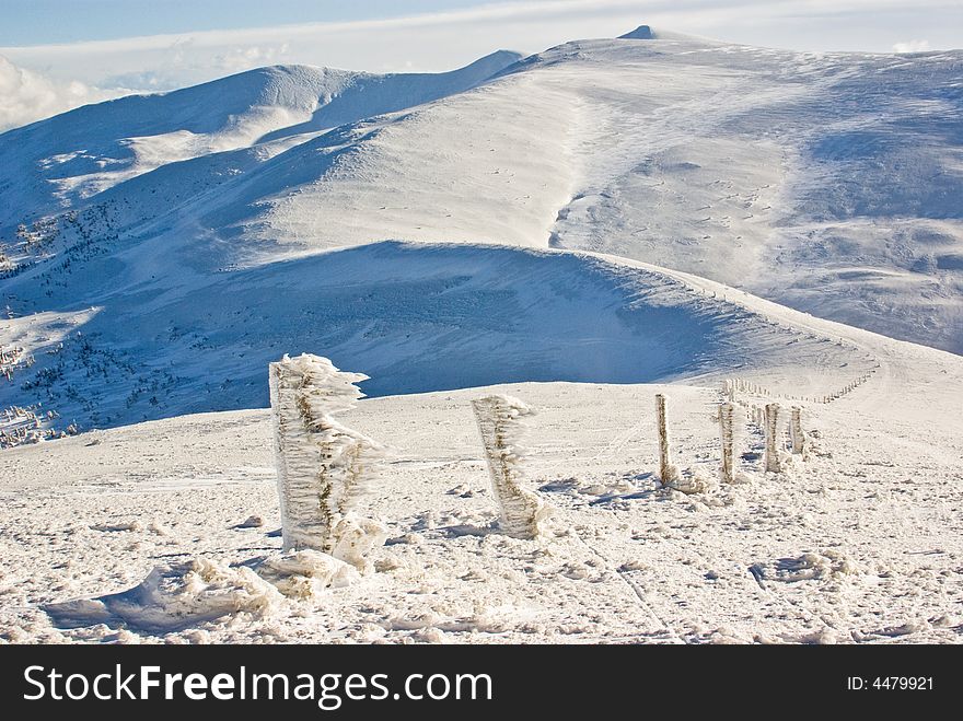 Ice Path On The Top Of The Mount In Winter Resort