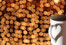 Cup On Bokeh Lights Stock Image Cup On Bokeh Lights Stock Image