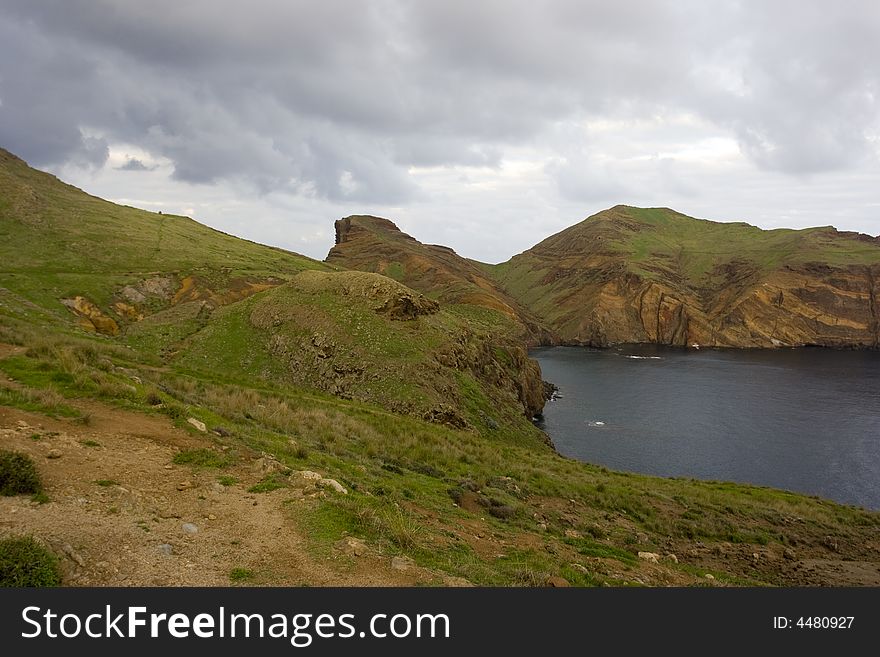 Madeira island, coast landscape at sunset - Atlantic ocean - Portugal. Madeira island, coast landscape at sunset - Atlantic ocean - Portugal