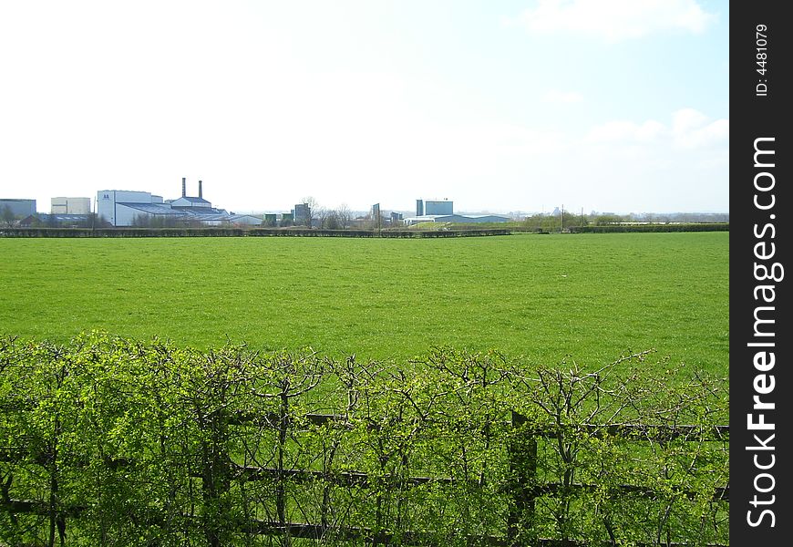 Industrial Town Viewed From Field