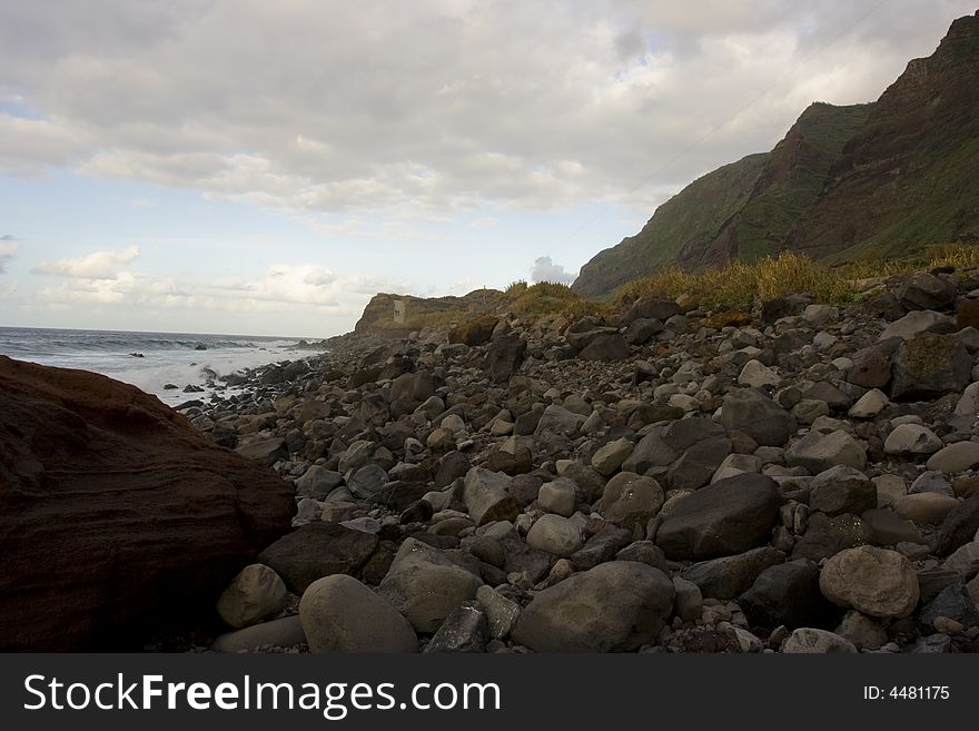 Madeira island, coast landscape at sunset - Atlantic ocean - Portugal. Madeira island, coast landscape at sunset - Atlantic ocean - Portugal