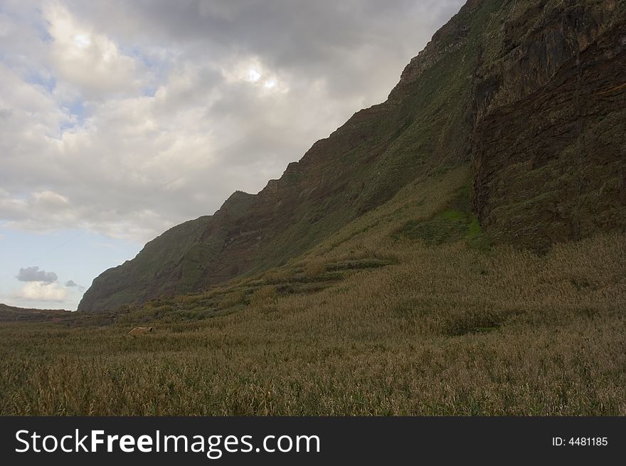 Madeira island, coast landscape at sunset - Atlantic ocean - Portugal. Madeira island, coast landscape at sunset - Atlantic ocean - Portugal